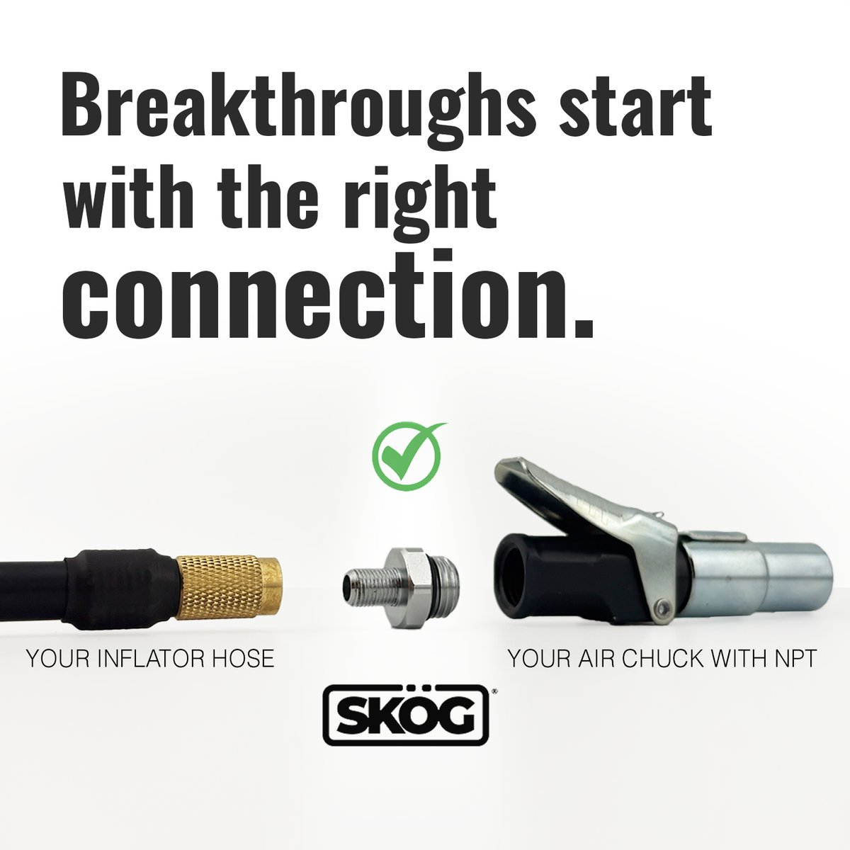 SKÖG Adapter connecting an inflator hose to an air chuck with NPT threads